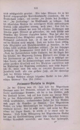 Freimaurer-Disciplin in Belgien.