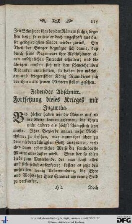 X. Abschnitt. Fortsetzung dieses Krieges mit Jugurtha.