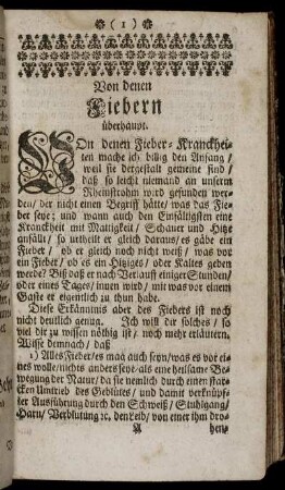 Von den Fiebern überhaupt.