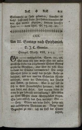 CXIX. Am III. Sontage nach Epiphanias. Evangel. Matth.VIII, 1-13.