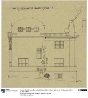 Darmstadt, Kleines Glückerthaus, Aufriss der Westfassade