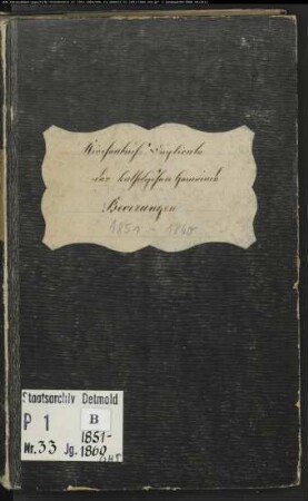 Kirchenbuchduplikat der katholischen Gemeinde Beverungen, Kreis Höxter (GHT 1851-1860). (Gemeinde: Katholische Gemeinde Beverungen, Kreis Höxter)