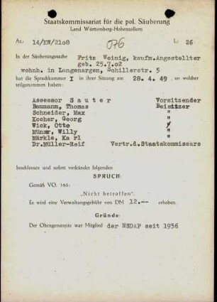 Weinig, Fritz