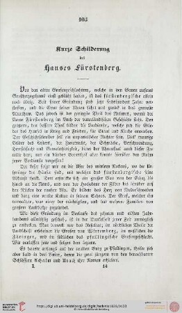 Kurze Schilderung des Hauses Fürstenberg