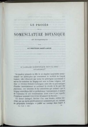 Le Procès De La Nomenclature Botanique Et Zoologique