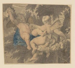 Geflügelte Putti in Weinranke