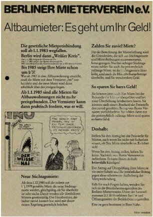 Flugschrift: Altbaumieter: Es geht um Ihr Geld!