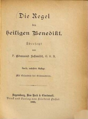 Die Regel des heiligen Benedikt