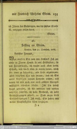 48. Lessing an Gleim. Berlin, den 31. October 1766
