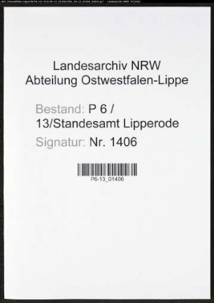 Heiratsregister Standesamt Lipperode