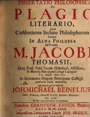 Dissertatio Philosophica De Plagio Literario