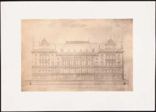 Börse, Königsberg: Aufriss Fassade am Pregel (Nordseite), Maßstabsleiste