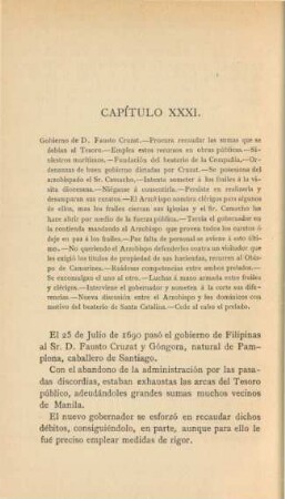 Capítulo XXXI. Gobierno de D. Fausto Cruzat. - ...