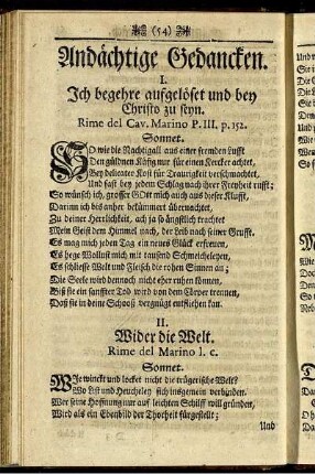 Andächtige Gedancken.