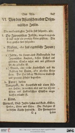 VI. Von den Asiatischen oder Orientalischen Inseln