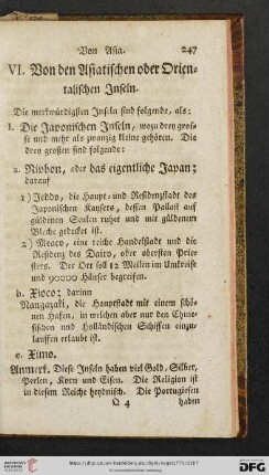 VI. Von den Asiatischen oder Orientalischen Inseln