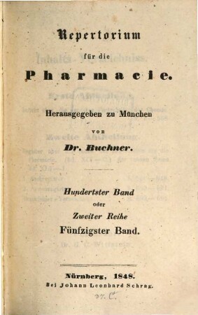 Repertorium für die Pharmacie. 100. 1848