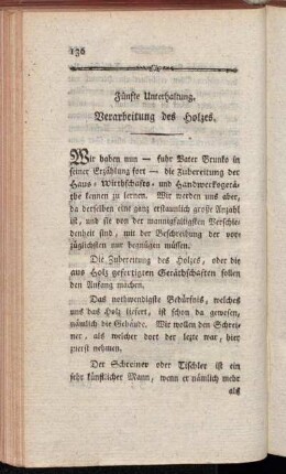 Fünfte Unterhaltung. Verarbeitung des Holzes.