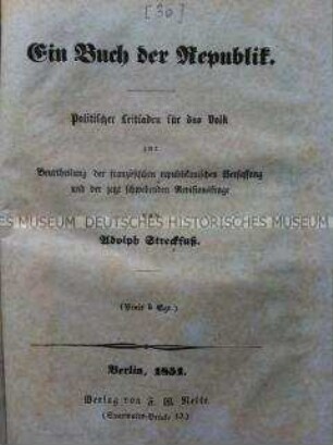 Politisches Manifest nach der Revolution 1848/49