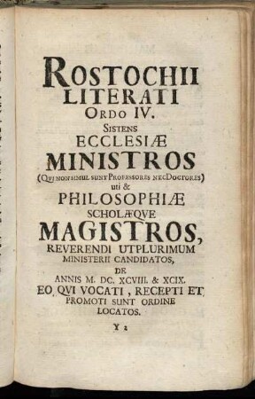 Ordo IV. Sistens Ecclesiæ Ministros [...]