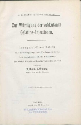 Zur Würdigung der subkutanen Gelatine-Injectionen