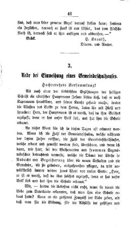 Rede bei Einweihung eines Gemeindeschulhauses