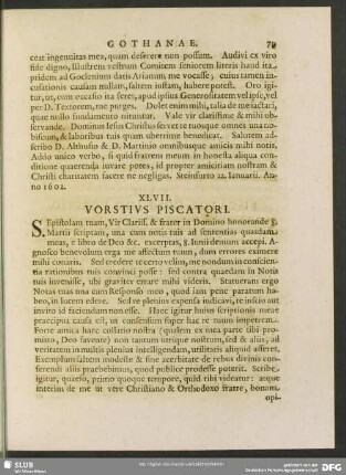 XLVII. Vorstius. Piscatori