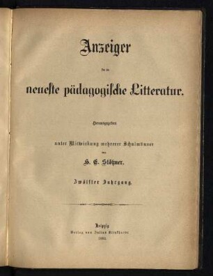 12: Anzeiger für die neueste pädagogische Literatur - 12.1883
