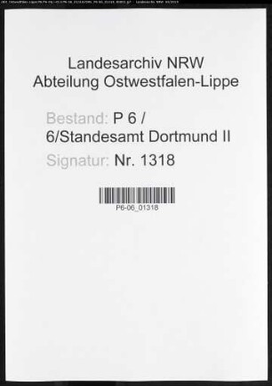 Sterberegister Standesamt Dortmund-Mitte II