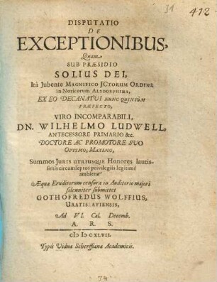 Disputatio De Exceptionibus