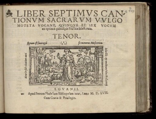 Liber septimus cantionum sacrarum ... quinque et sex vocum. Tenor