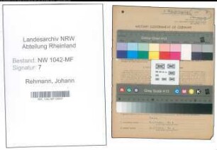 Entnazifizierung Johann Rehmann , geb. 10.03.1892 (Dirigent)