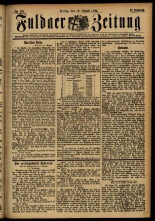Ausgabe vom Freitag, den 12. August 1892.