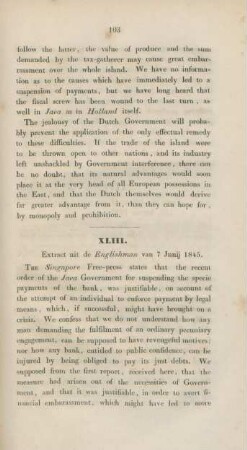 XLIII. Extract uit Englishman van 7 Junij 1845.