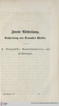 Zweite Abhteilung: Beschreibung von Cranach's Werken