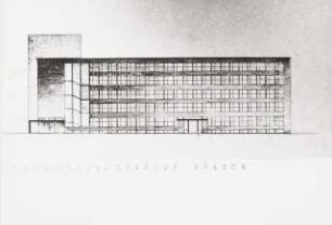 Verwaltungsgebäude, Zürich: Ansicht (bezüglich des Grundriss von oben)