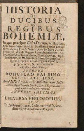 Historia De Ducibus Ac Regibus Bohemiæ