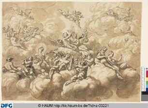 Götter auf Wolken lagernd