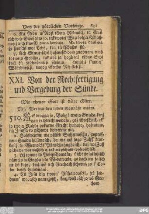 XXI. Von der Rechtfertigung und Vergebung der Sünde.