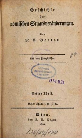 Geschichte der römischen Staatsveränderungen, 1