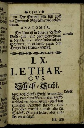 LX. Lethargus. Schlaff-Sucht. - LXI. Impotentia Virilis. Manheits-Verlurst, Untauglichkeit.