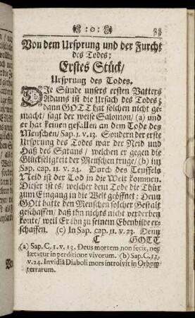 Von dem Ursprung und der Furcht des Todes.