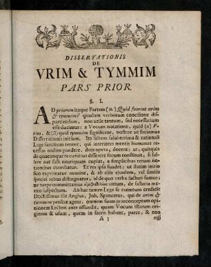 5-101, Dissertationis De Vrim & Tymmim Pars Prior.