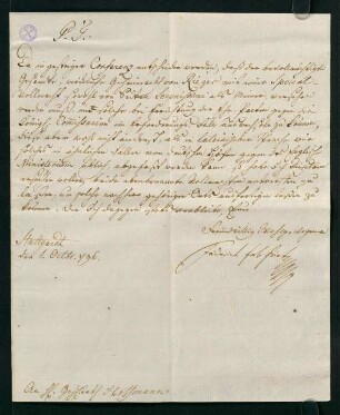 Brief vom 1. Octbr. 1796