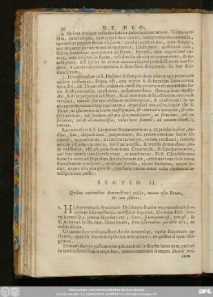 Sectio II. Quibus rationibus demonstrari possit, unum esse Deum, & non plures.