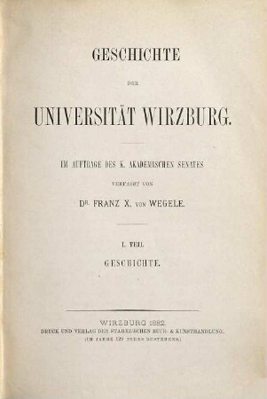 Geschichte der Universität Wirzburg, 1. Geschichte