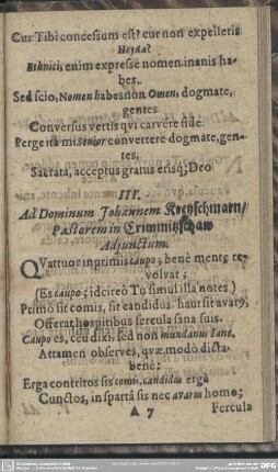 III. Ad Dominum Johannem Kretzschmarn