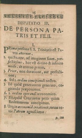 Disputatio III. De Persona Patris Et Filii.