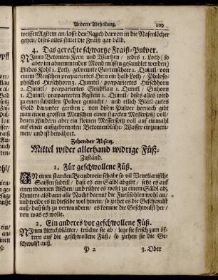 Zehender Absatz. Mittel wider allerhand widrige Füß-Zuständ