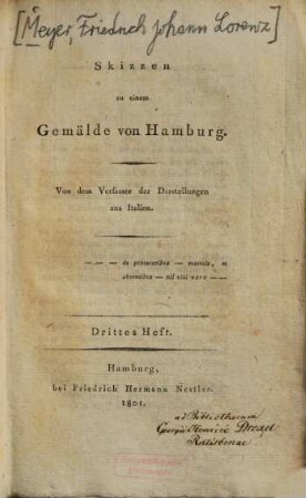 Skizzen zu einem Gemälde von Hamburg, 1,3. (1801). - S. 225-346